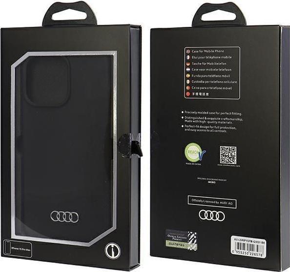Actual product image Audi Silicone Case iPhone 15 Pro Max 6.7" czarny/black hardcase AU-LSRIP15PM-Q3/D1-BK (Apple iPhone 15 Pro Max)