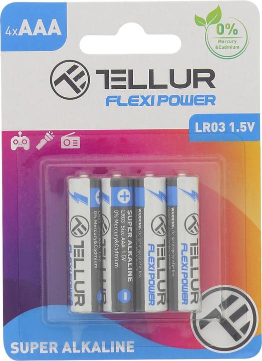 Image du produit Tellur Flexi Power battery, Super Alkaline, AAA LR03, 1.5V, 4 pcs/set (4 pcs, AAA)