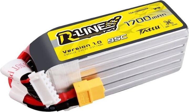 Actual product image Tattu R-Line 22.2V 1700mAh 6S 95C Lipo Battery with XT60 Plug (22.20 V, 1700 mAh)