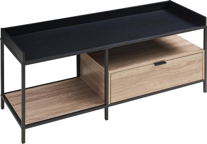 En.Casa Fernsehtisch Belana 120x40x54 cm Schwarz/Eicheoptik (119.50 x 40 x 53.50 cm)