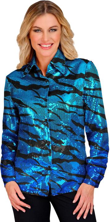 Actual product image Widmann Sequin blouse in zebra pattern blue / black (M, S)