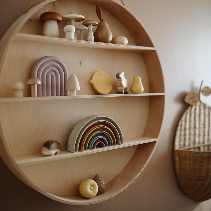 Actual product image Mushie Rainbow Tropical stacking game