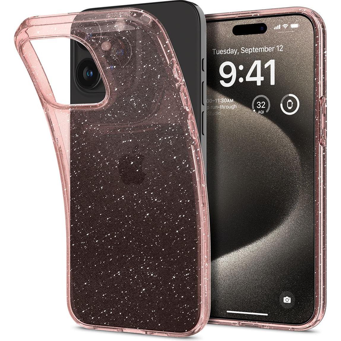 Spigen Flüssigkristall Iphone 15 Pro Max Glitzerkristall (Apple iPhone 15 Pro Max), Smartphone Hülle, Transparent