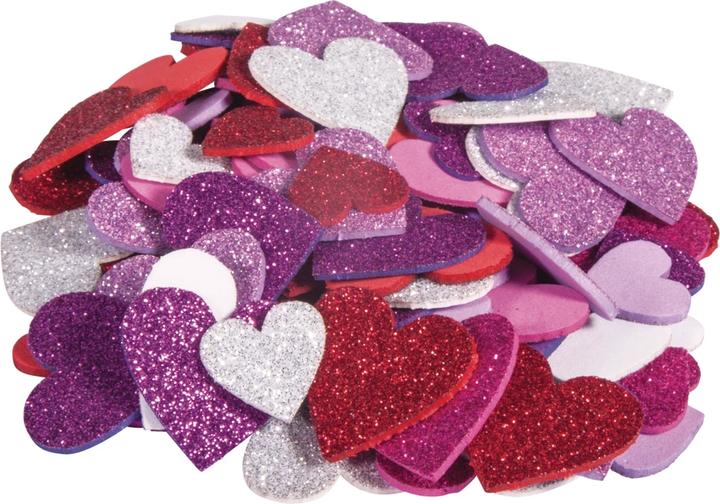 Produktbild Rayher Moosgummi Herzen Glitter, 2+3cm ø, 100 Stück