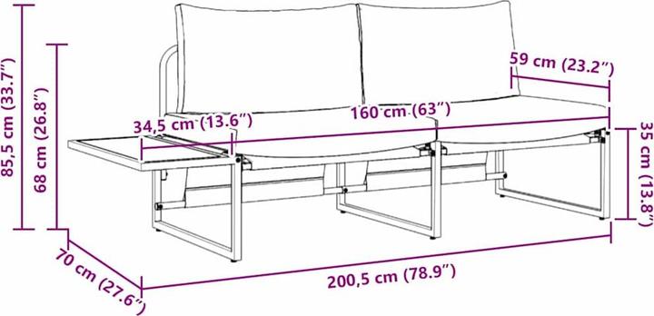 Image du produit vidaXL Canapé de jardin 2 places avec coussins taupe