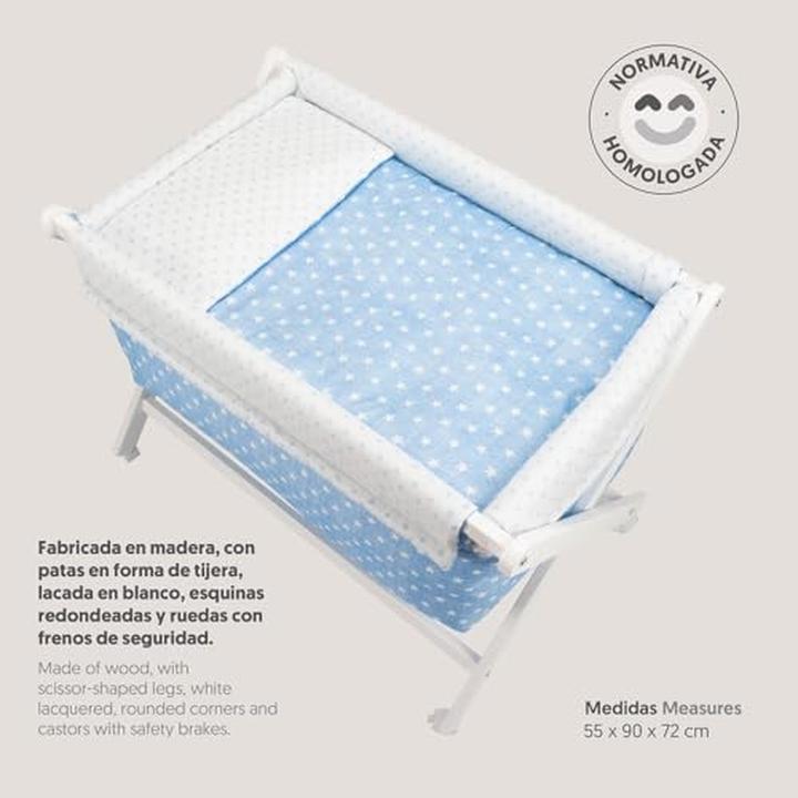 Immagine prodotto Interbaby Culla In X - Faggio Bianco + Lenzuola+Costumi+Materassi - Blu