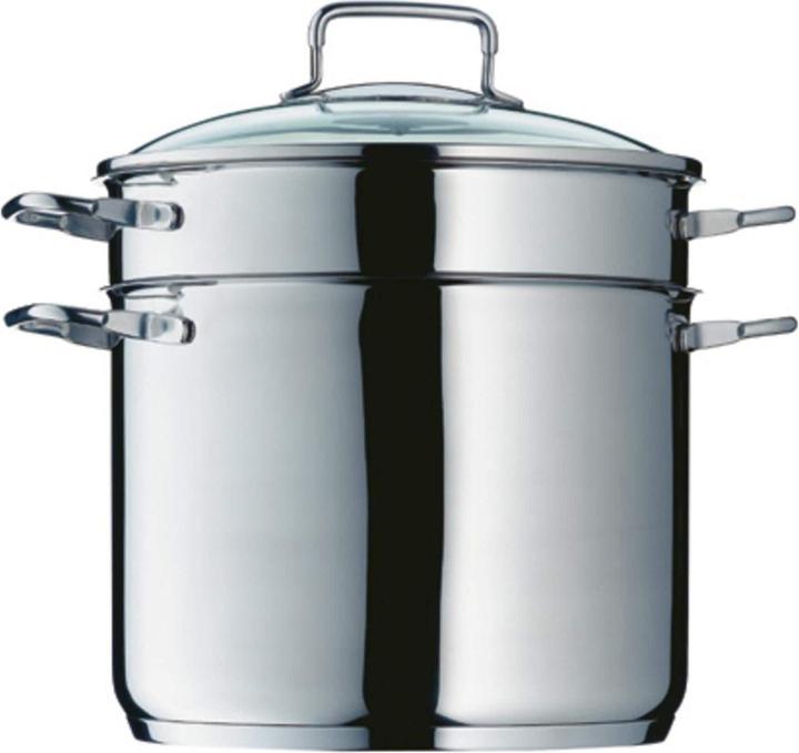 WMF Pasta pot with glass lid 24cm (724919990), stainless steel (24 cm, Pot, Stainless steel)