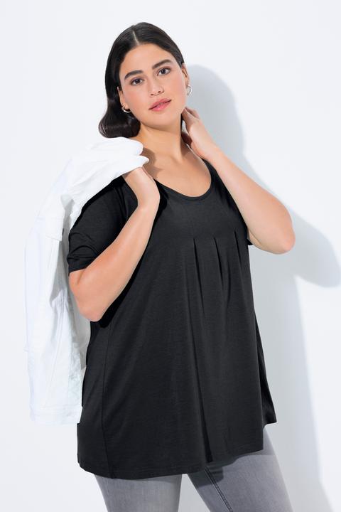 Produktbild Ulla Popken T-Shirt, Zierfalten, A-Linie, Rundhals, Halbarm, Modal (42, 44)