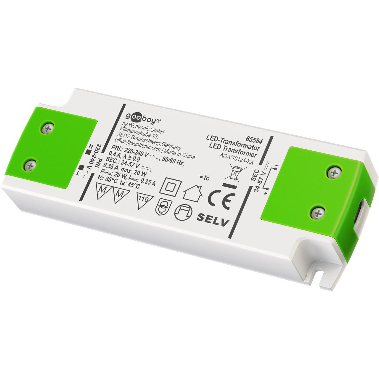 Goobay, Zubehör Beleuchtung, LED-Konstantstrom-Trafo, 20 W