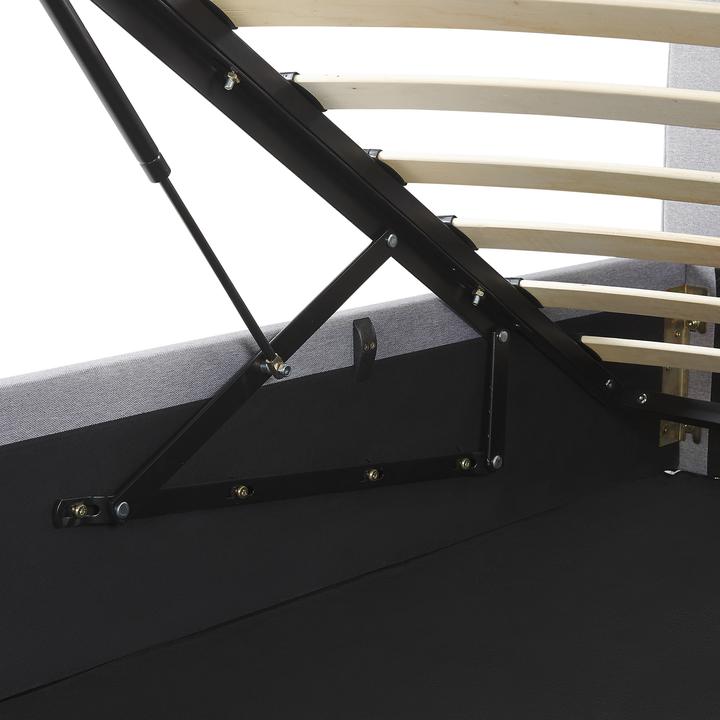 Actual product image Beliani Light grey upholstered bed with folding bed base 180 x 200 cm DREUX (180 x 200 cm)