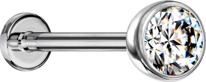 Image du produit Star Piercing Micro Threadless Labret argent demi-sphère avec cristal argenté (Titane, sans laiton)