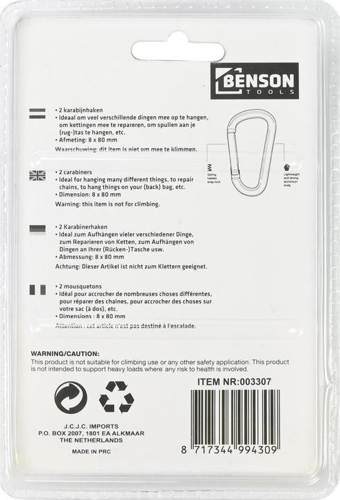 Produktbild Benson 3 Stück Karabinerhaken Sicherheitshaken