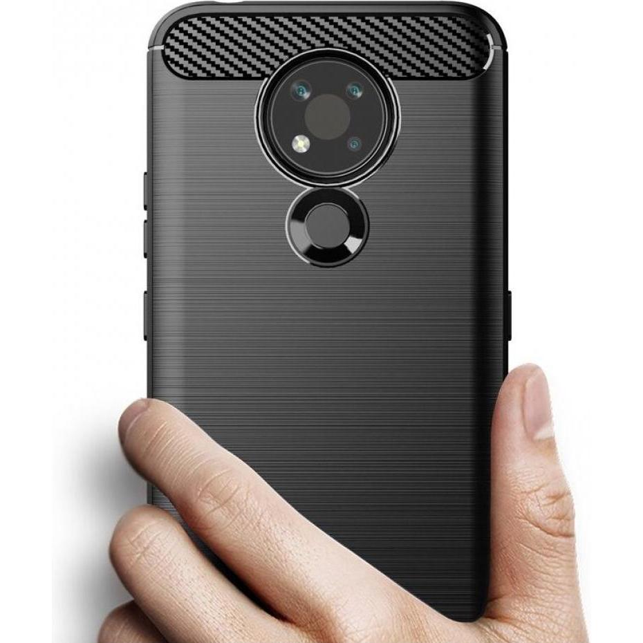 Thumbnail - Screenguard Nokia 3.4 Hülle Carbon Brushed Soft TPU (Nokia 3.4), Smartphone Hülle, Schwarz