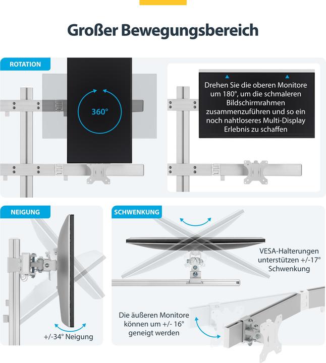 Produktbild StarTech Six-Monitor Mount (Tisch, 32", 8 kg)