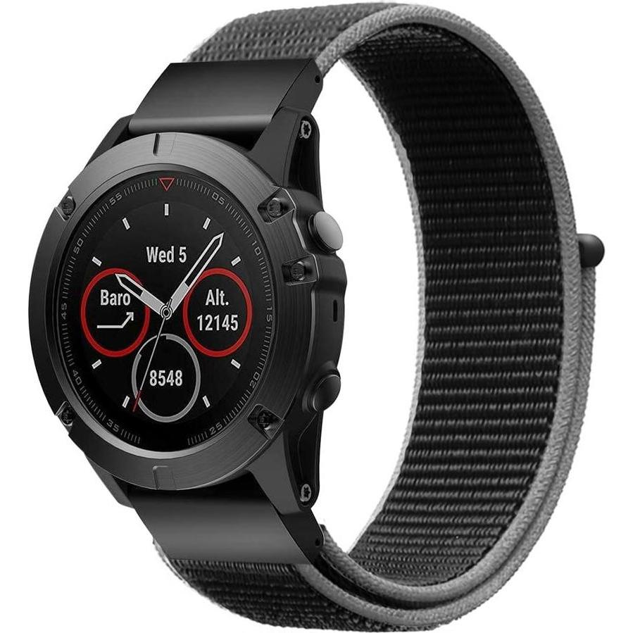 Strap-it Nylonarmband (Nylon, fenix 6, fenix 5), Uhrenarmband, Grau