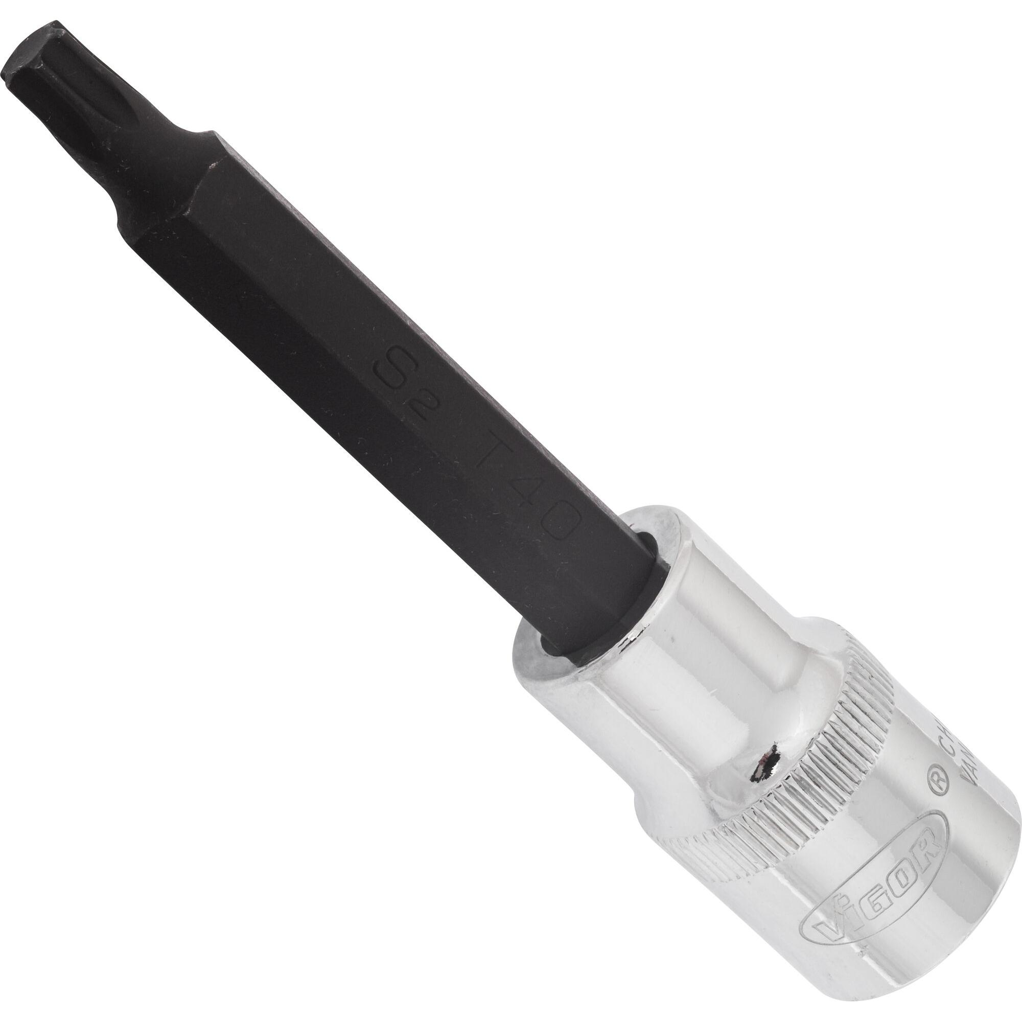 Vigor, Steckschlüssel + Stecknuss, T Schraubendreher-Einsatz ∙ V2167 ∙ Vierkant12,5 mm (1/2 Zoll) ∙ T Profil ∙ T40