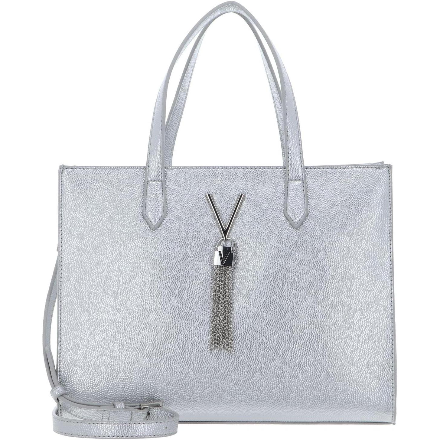 Valentino, Borsa + Trolley da spesa, Divina Shopping Bag Argento, design classico e compatto, Argento