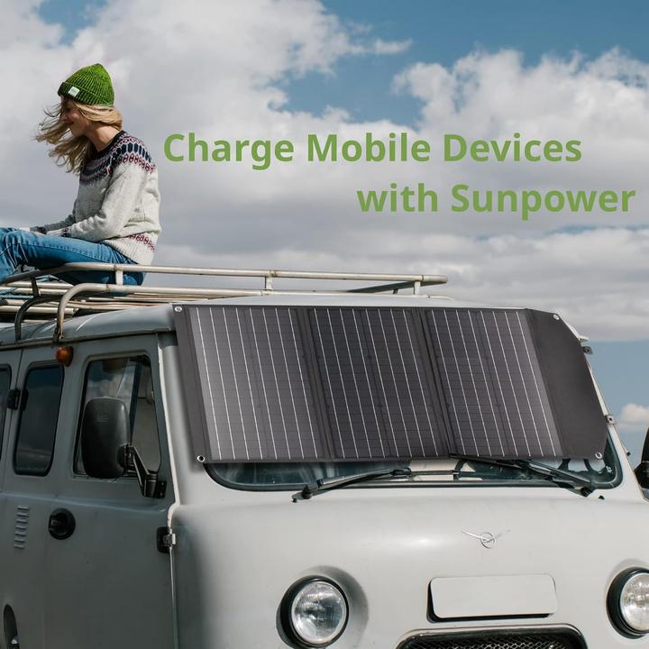Actual product image Bresser Mobile solar charger 90 Watt with USB and DC output (90 W)