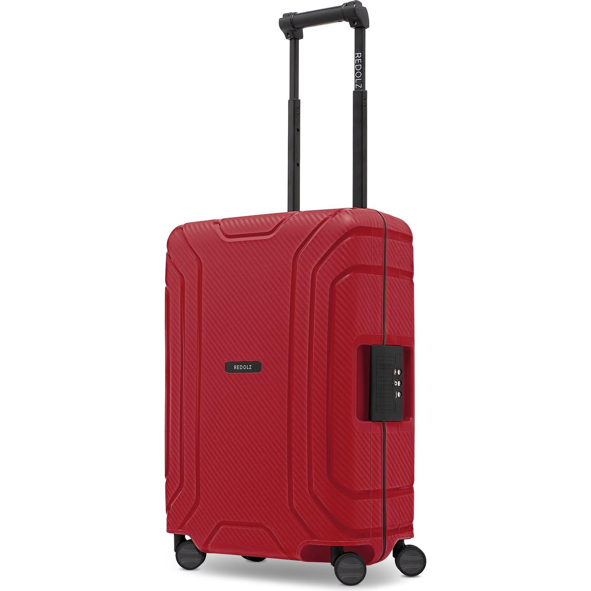 Redolz, Koffer, Essentials 15 4-Rollen Kabinentrolley 55 cm mit Dreipunkt-Verschluss, Rot, (40 l, Handgepäck (bis 50l))