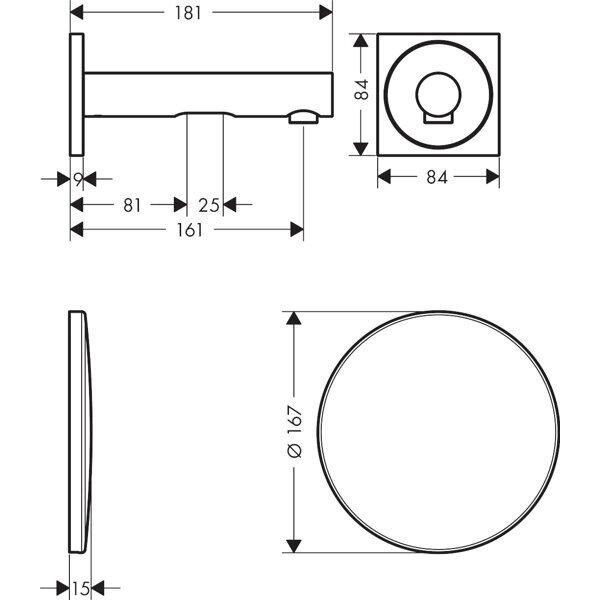 Thumbnail - Axor, Badarmatur, Elektro-WT-Mischer UNO 160 UP, Wandmontage brushed black chrome