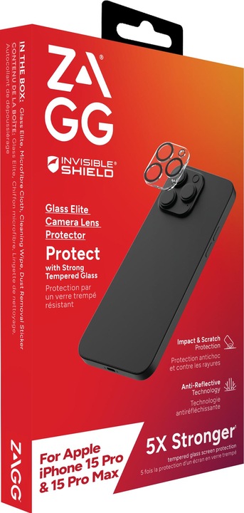 Produktbild Zagg InvisibleShield iPhone 15 Pro / Pro Max Camera Lens Protection Glass Elite (1 Stück, Apple iPhone 15 Pro)