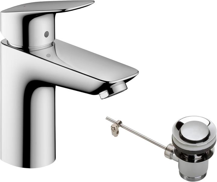 Produktbild hansgrohe Logis Einhebel-Waschtischarmatur 100 mit Metall Zugstangen-Ablaufgarnitur
