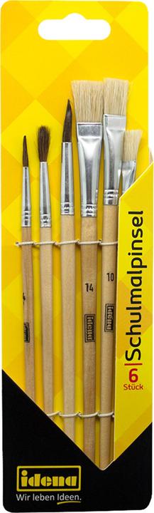 Actual product image Idena School Painting Brush 6s 6 sizes FSC100%