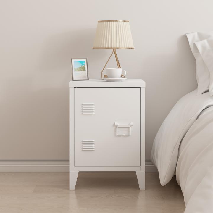 Actual product image En.Casa Bedside cabinet Inari set of 2 door handle right and left white (40 x 30 x 57 cm)