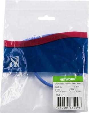 Actual product image Deltaco UTP Cat5e - 0.5 m - RJ-45 - RJ-45 - Blue (U/UTP, CAT5e, 0.50 m)