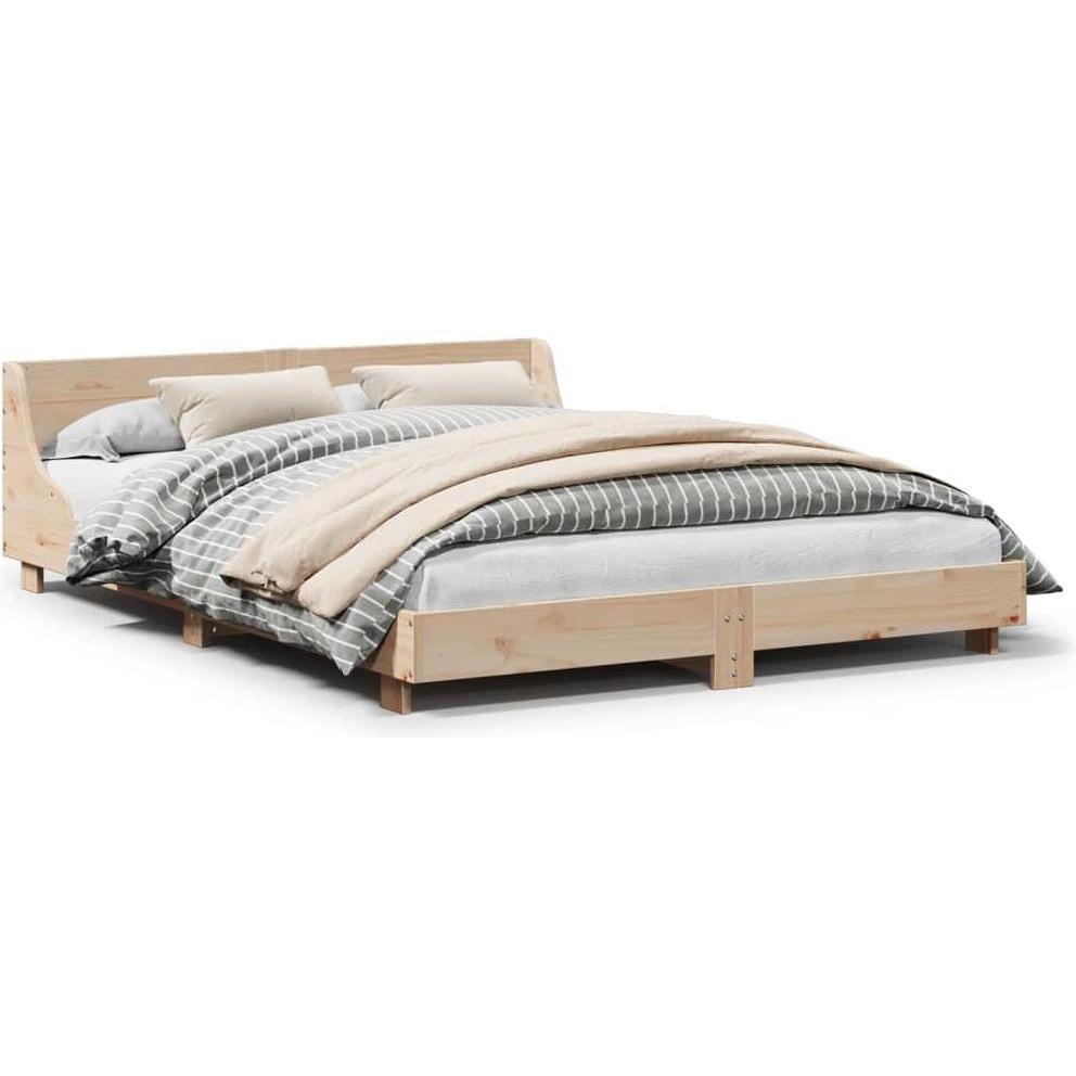 VidaXL, Bett, Bett mit Kopfteil Kiefer (140 x 190 cm)