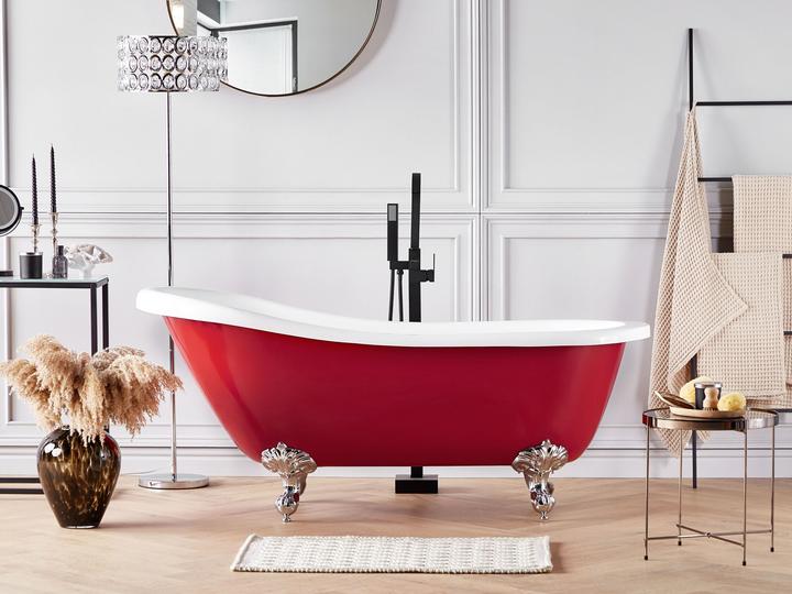Actual product image Beliani Bathtub freestanding red oval 170 x 76 cm CAYMAN (246 l, 170 cm, 80 cm)