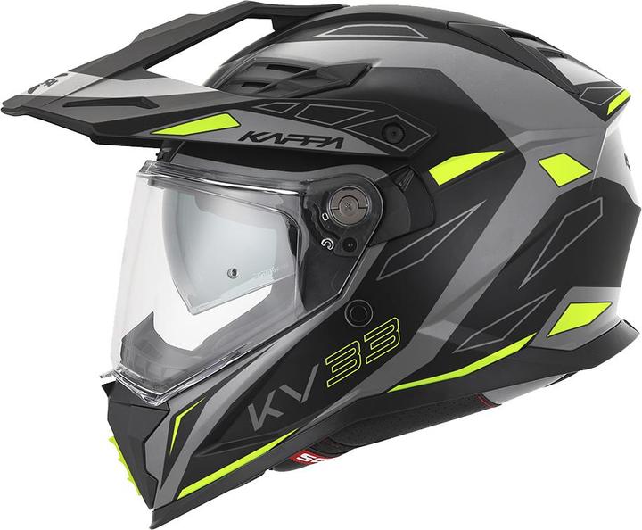 Actual product image Kappa KV-33 WIZARD Endurohelm matt grau-schwarz-gelb XS (XS)