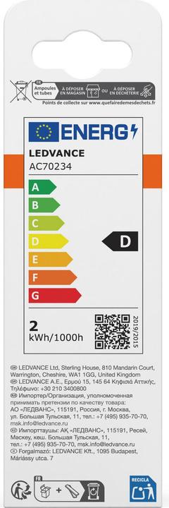 Label énergétique Osram LED Leuchtmittel LED Retrofit CLASSIC BA 1.8W 827 Clear E14 Warm weiss 4099854468797 (E14, 250 lm, 6x)