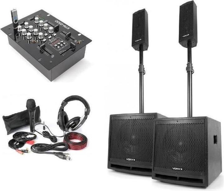 Actual product image Vonyx 2.2 DJ speaker set with mixer and free accessories