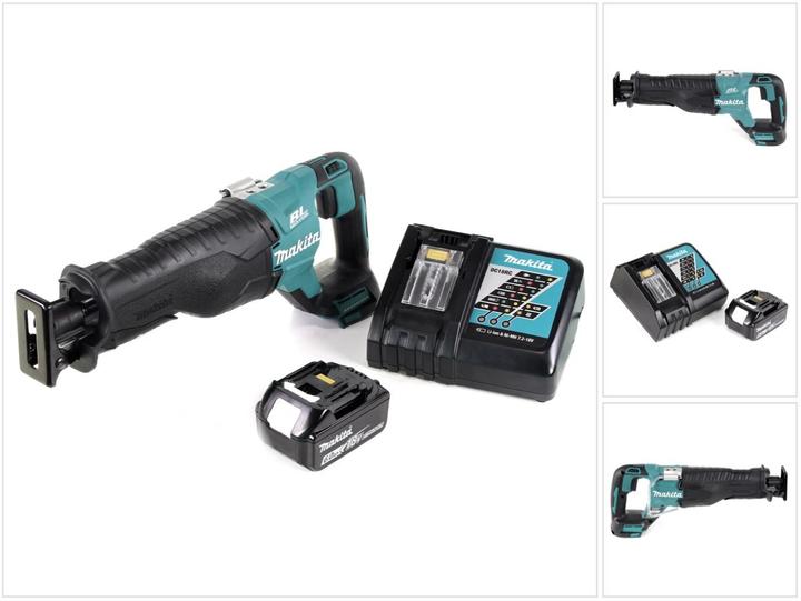 1x Makita DJR 187 18 V Li-Ion Akku Reciprosäge, 1x 6,0 Ah Akku, 1x Ladegerät