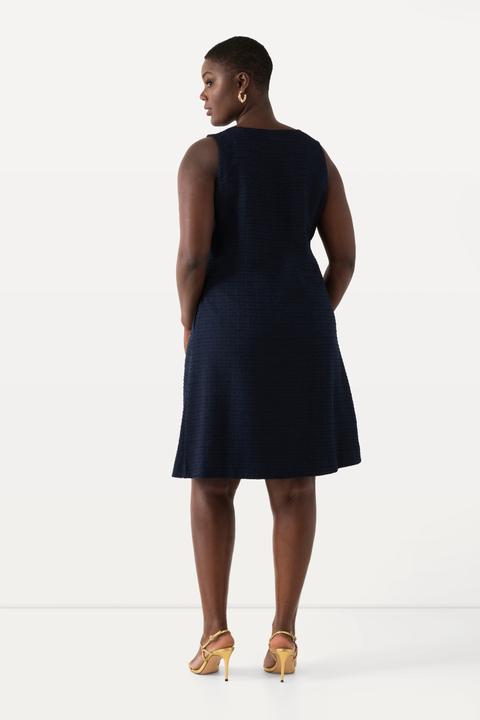 Produktbild Ulla Popken Bouclé-Kleid, A-Linie, V-Ausschnitt, ärmellos, Taschen (42, 44)