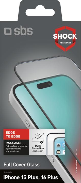 Produktbild SBS Glas Displayschutz Full Cover für iPhone 15 Plus/ 16 Plus (1 Stk., Apple iPhone 15 Plus, Apple iPhone 16 Plus)