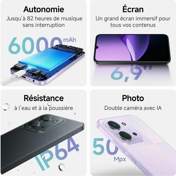 Image du produit Xiaomi Redmi 15C (128 Go, Vert menthe, 6.90", Double SIM, 5G)