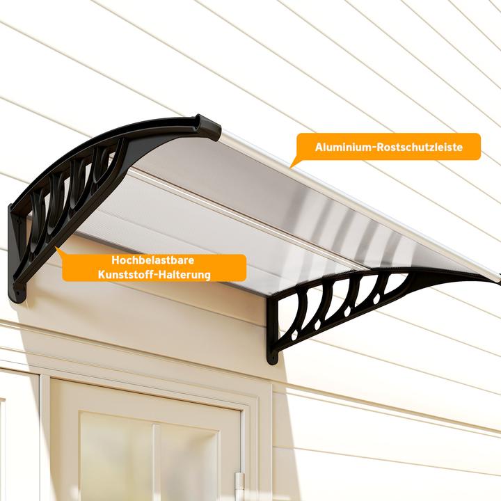 Actual product image Outsunny Pultvordach Polycarbonate, Aluminium Transparent+Schwarz