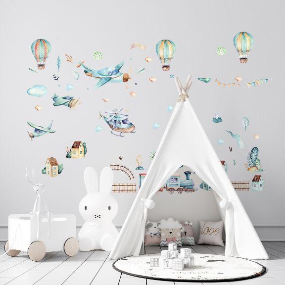 Image du produit Konjac Sponge ROOM Decor SIPO-WS63024 NAKLEJKI NA ŚCIANĘ SAMOLOTY BALONY