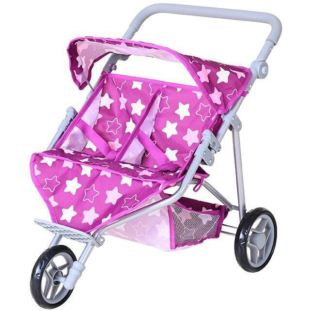 Knorrtoys Zwillingspuppenwagen Duo - star dark pink (16745)
