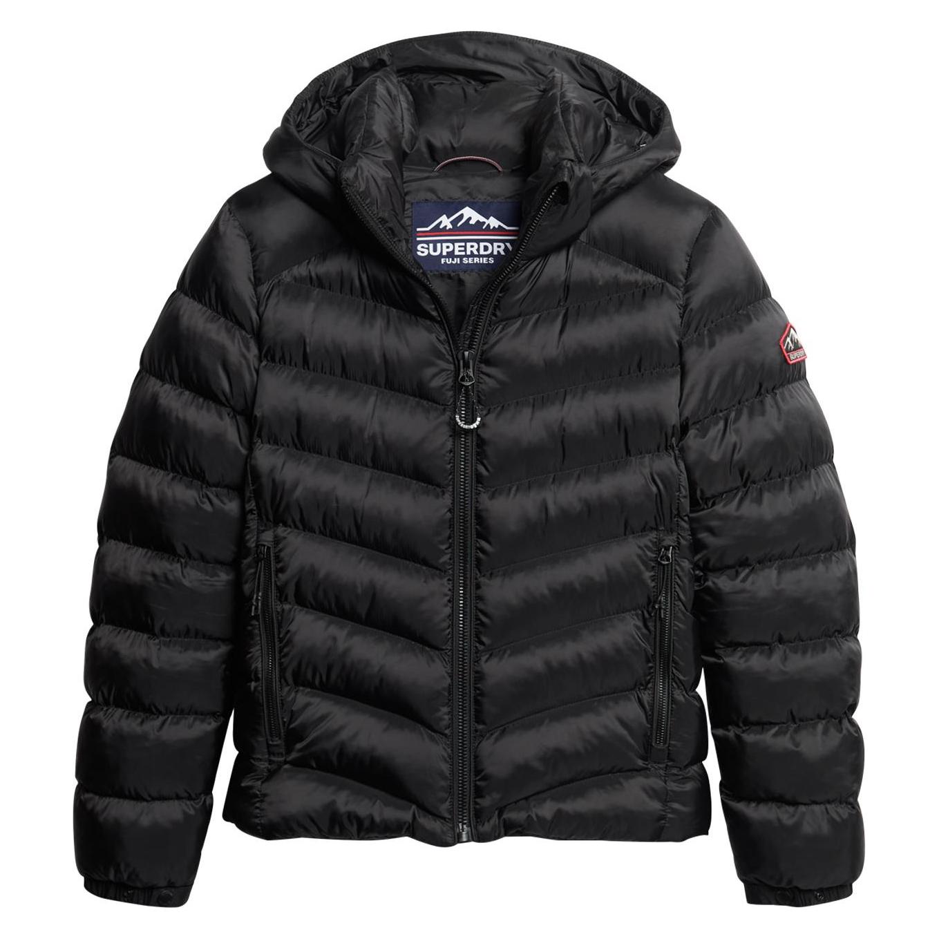 Superdry, Damen, Winterjacken, Daunenjacke Mit Kapuze, Damen Fuji, Schwarz, (Xs)