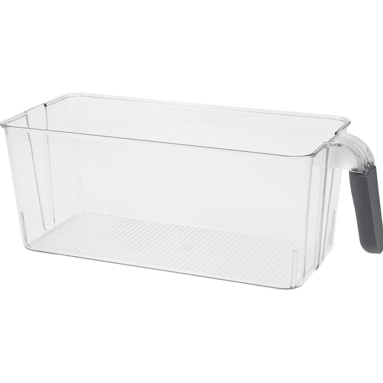 Storage Solutions Kühlschrank Aufbewahrungsbox mit Griff. 30 x 13 x 11 cm, Küchen Organizer, Transparent, Grau