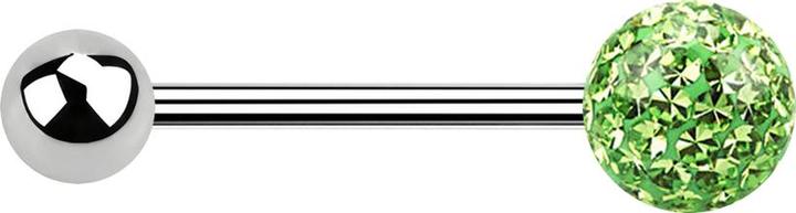 Actual product image Star Piercing Micro Barbell silber mit Kugel und Kristallkugel hellgrün Epoxy Schutzschicht (without brass, Surgical steel 316L)