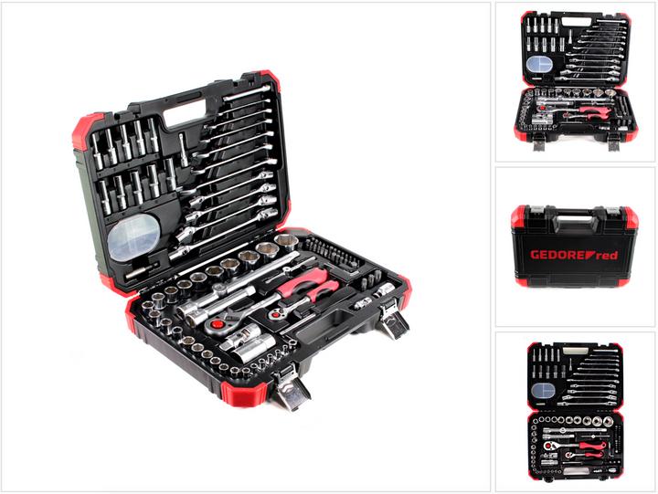 Actual product image Gedore Red red Socket spanner set, 92-piece, With reversible ratchets, ratchets, socket spanner and bit set