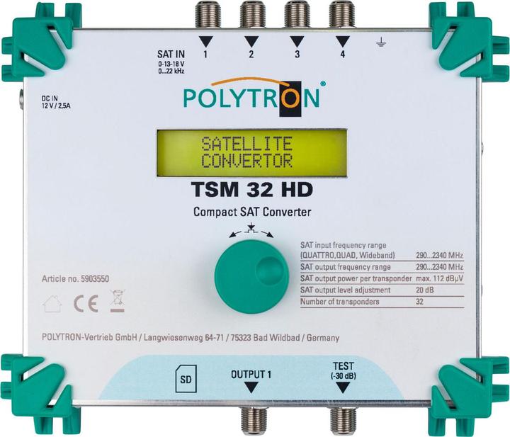 Productafbeelding Polytron TSM 32 HD SAT-converter, SAT-multiswitch met één kabel, 4 ingangen geconverteerd in maximaal (Oplossing met één kabel)