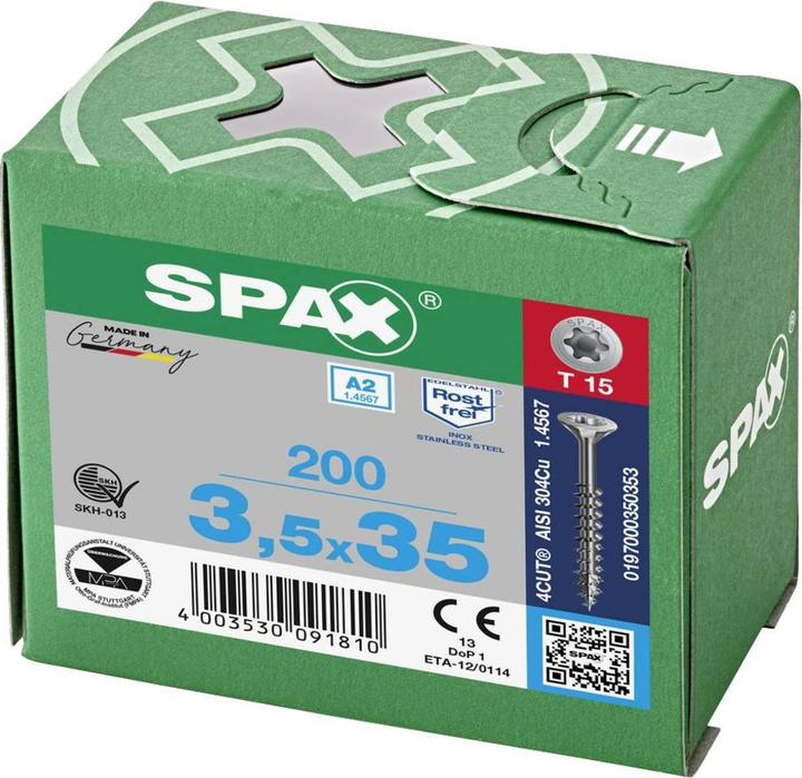 Actual product image Spax A2 Countersunk Multi-Head T-Star Plus T15 Partially Threaded (200 Screws per piece)