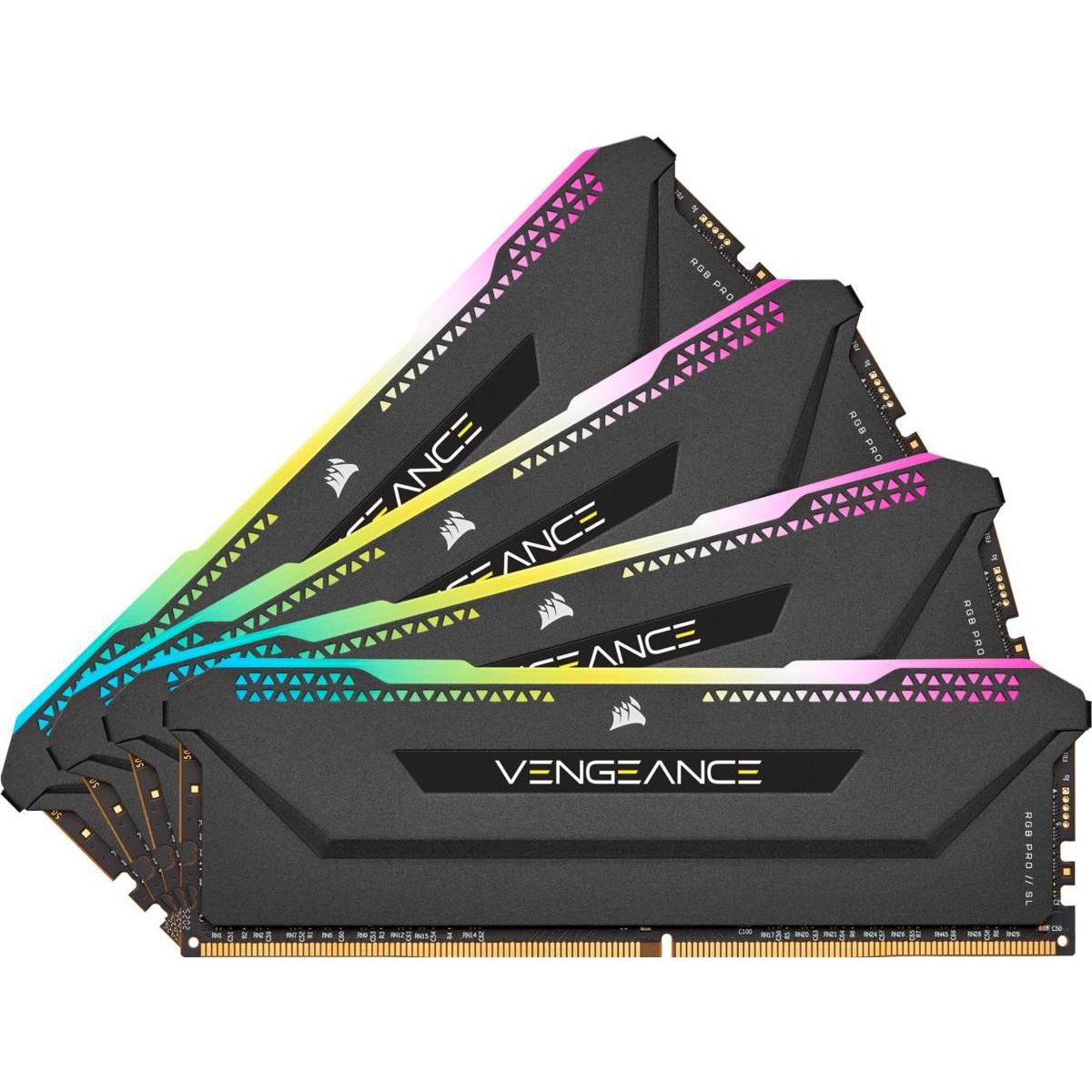 Corsair Vengeance RGB Pro SL (4 x 16GB, 3200 MHz, DDR4-RAM, DIMM), RAM, Schwarz