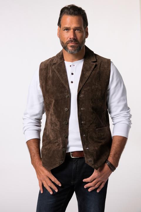 Produktbild JP1880 JP 1880 Weste, Leder, weiches Velours-Leder, Revers (7XL)