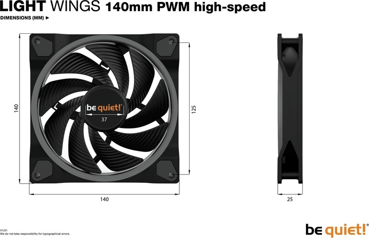 Actual product image be quiet! Light Wings High Speed (140 mm, 1 x)